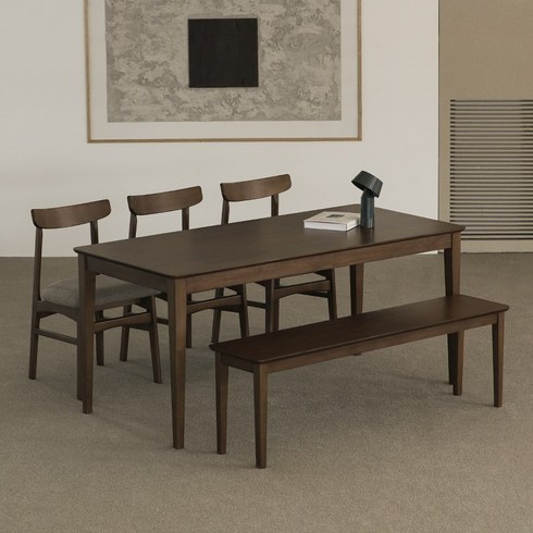 라미에스 디첸 원목 테이블 식탁 세트 6인용 월넛 내추럴, 6인 테이블 단품