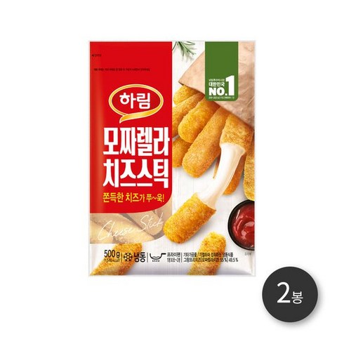 치즈스틱 - 하림 모짜렐라 치즈스틱 500g 2봉, 2개