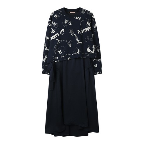 씨씨콜렉트 중계점 70% 할인!! 프린팅 스웻셔츠 긴팔 롱 원피스 C224PSE051 맨투맨+나시원피스