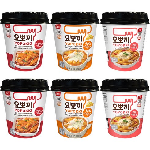 컵떡볶이 - 요뽀끼 컵 떡볶이 매콤달콤2개+치즈2개+로제2개, 140g, 1개