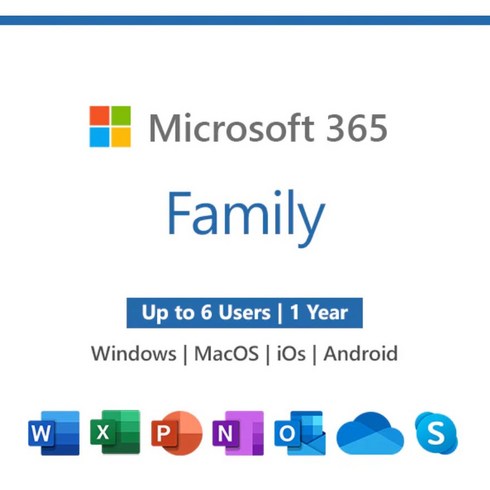 오피스365패밀리 - [오피스365패밀리+원드라이브1TB] 12개월 이용권, 2025-11-01