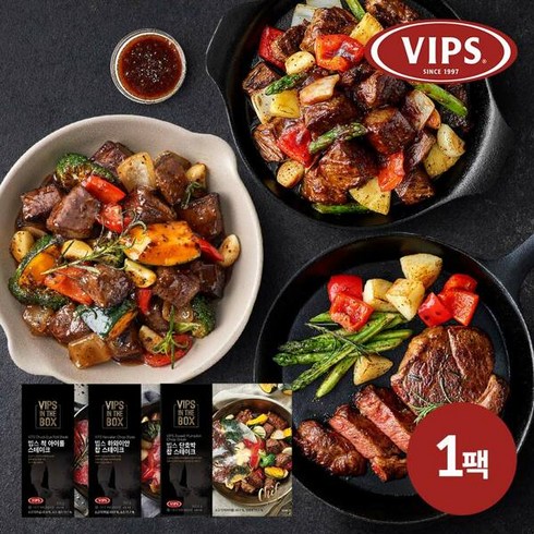 빕스밀키트 - VIPS [빕스] 시그니처 스테이크 3종, 1개, 360.6g