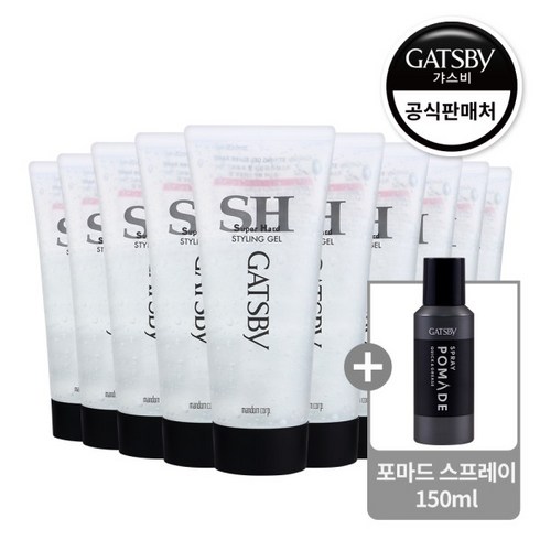 [갸스비] 스타일링 젤 슈퍼하드 200g 10개+[증정] 포마드 스프레이 150ml, 상세 설명 참조
