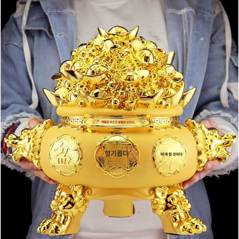 아트미니 황금조각상 금전수 행운 재물 장식품 금화 금덩이 화수분, D