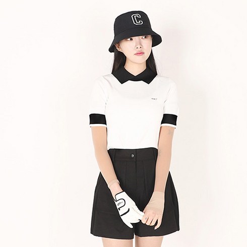 DKNY GOLF 24SS 여성 라운드 썸머 니트 2종  스카프 1종 - 엠엠스포츠 여성 여름 썸머 쿨 카라 골프 반팔니트 티셔츠