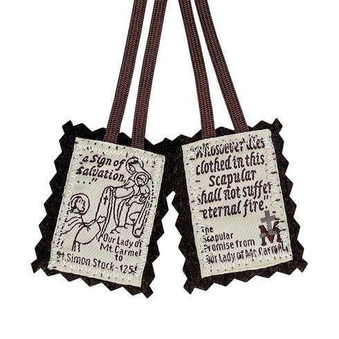 TALPGOD스카풀라 카톨릭 성모 마리아의 녹색 스카풀라 그린 Escapularios Catolicos Scapular 가톨릭 종교 선물 멕시코 카톨릭 장식 종교 조각상 벽, 1 Pack, Brown, 1팩