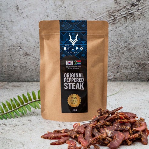 [빌포푸드] 와인안주 페퍼 스테이크맛 소고기 하몽 수제 육포 빌통 biltong (60g), 60g, 1개
