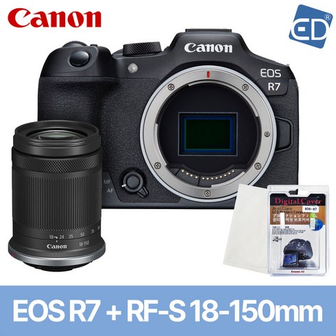 캐논미러리스카메라 - [캐논 정품] EOS R7 + RF-S 18-150mm 렌즈킷+액정필름+포켓융 / 미러리스카메라/ED, 01 캐논 EOS R7+RF S 18-150mm 렌즈킷