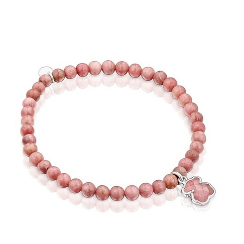 TOUS 실버 앤 로도나이트 토스 아이콘 컬러 브레이슬릿 / Silver and rhodonite Icon Color bracelet 팔찌 212531530 206266