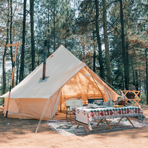 2023년 가성비 최고 면텐트 - 마운틴하이커 감성캠핑 티피 면 장박 화목난로 벨텐트 400 500, bell400