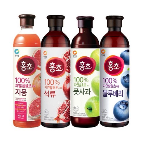 홍초 - 청정원 홍초 900ml 자몽 + 석류 + 풋사과 + 블루베리 각 1개씩 총 4개, 1개