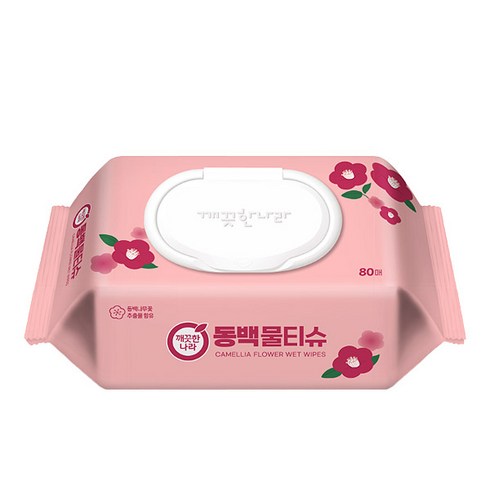 깨끗한나라동백물티슈 - 깨끗한나라 동백물티슈, 80개, 15개입, 180g