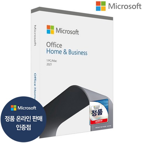 (MS온라인인증점) 마이크로소프트 MS오피스 OFFICE 2021 Home & Business PKC 한글 패키지 오피스2021