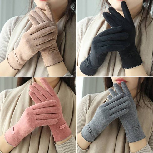 Lalladot 벨벳 여성 겨울장갑 손가락장갑 스마트폰 터치장갑