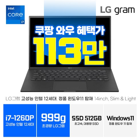 2023년 가성비 최고 lg그램14 - LG그램 14인치 17인치 14ZB90Q 17Z90Q 인텔 i7 12세대 16GB 512GB 초경량 999g WIN11 블랙 인강용 사무용, 블랙(14인치), 14ZB90Q-G.AAC6U1, 코어i7, WIN11 Home