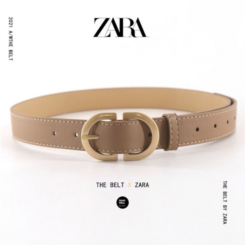 ZARA 자라 여성 가죽 벨트 심플 캐주얼 정장 빈티지 트렌드 버클