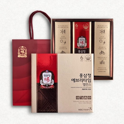 정관장 홍삼정 에브리타임 밸런스 30포 정품 쇼핑백 선물 세트, 1개, 300ml