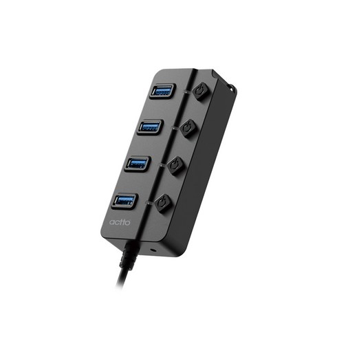 엑토 버튼 USB 3.2 Gen 1 개별전원 4포트 멀티 허브 HUB-53, 혼합색상