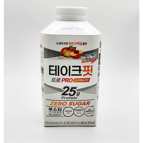 부스터제로 - 테이크핏 프로 부스터 제로슈거 납작복숭아맛, 12개, 450ml, 12개