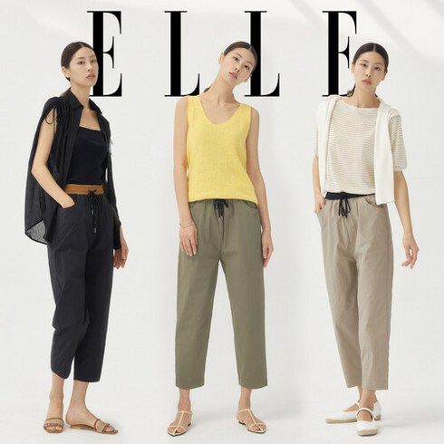 [ELLE]엘르 23 S S 컬러 포인트 배기핏 밴딩 팬츠 3종