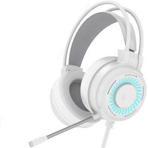 스테레오 게임 헤드셋 3.5mm 스플리터 케이블 헤드셋 전 방향 마이크, 하얀색