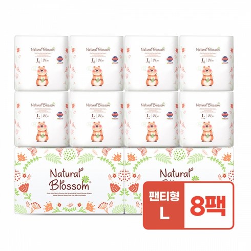 네추럴블라썸 초박형 팬티기저귀 L(9~14kg) 24p x 4팩, 192매, 대형