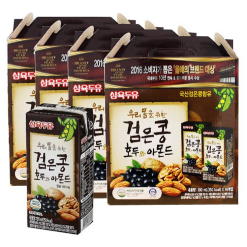 삼육두유 검은콩호두아몬드 두유, 190ml, 64개