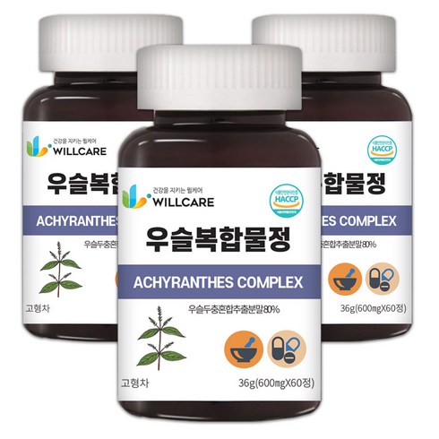 관절연골엔 우슬조인트100 프리미엄 3박스3개월분 - 윌케어 국내산 우슬 복합물정 HACCP 식약처인증 600mg x 60정, 3개