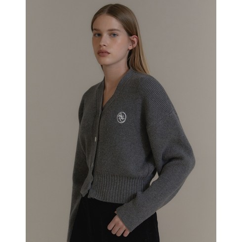 ANC EMBROIDERED V-NECK CARDIGAN_GREY