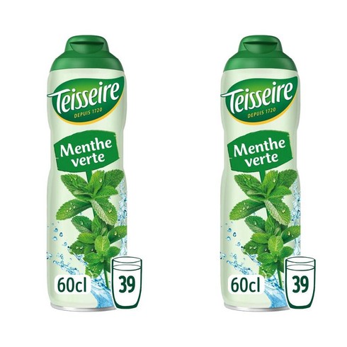 TEISSEIRE 떼세르 스피어민트 시럽 39컵분 600ml 2팩, 2개