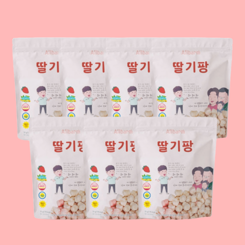 딸기팡 - 올바름 유아간식 딸기팡 맛있는 유기농쌀과자 50g, 7개