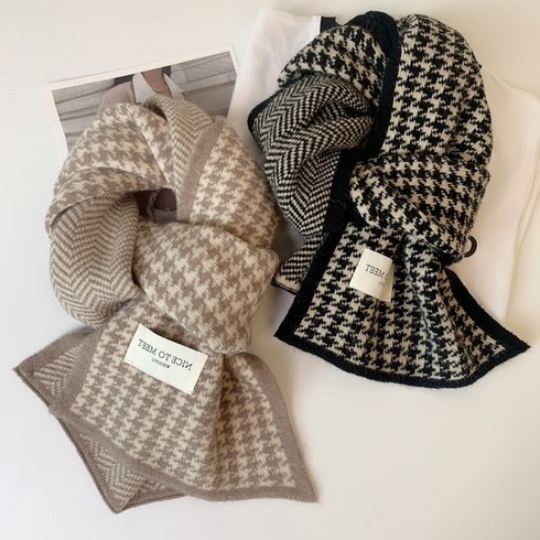 2023년 가성비 최고 머플러 - 사랑받는U여자 블랙+베이지 1+1 set 니트 머플러 목도리 가을 겨울