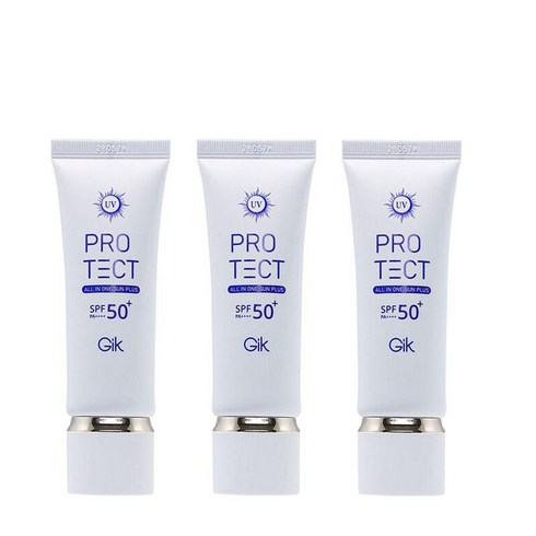 GIK 올인원 유기자차 데일리 썬크림 40ml (SPF50+) 수분 촉촉한 썬크림, 3개