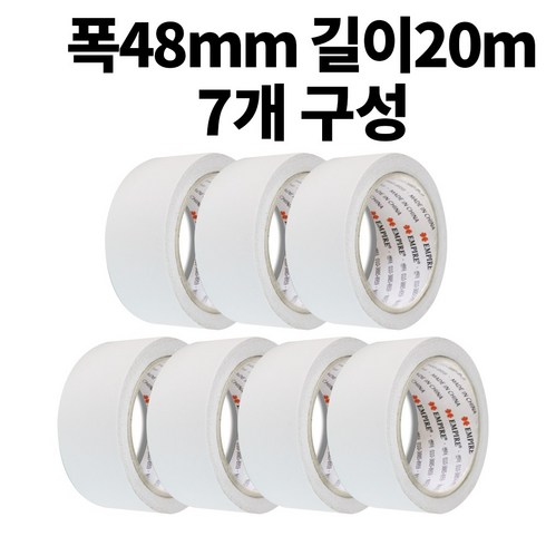 양면테이프 - 엠파이어 양면테이프 48mm x 20m, 화이트 반투명, 7개입