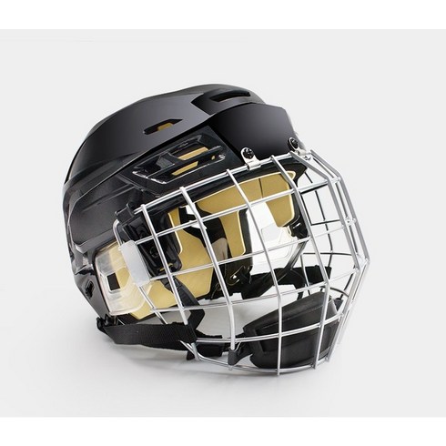 전문 아이스하키 헬멧 성인용 아동용 하키 모자 보호 장비, 블랙M사이즈로고리스헤드둘레(54-56CM)