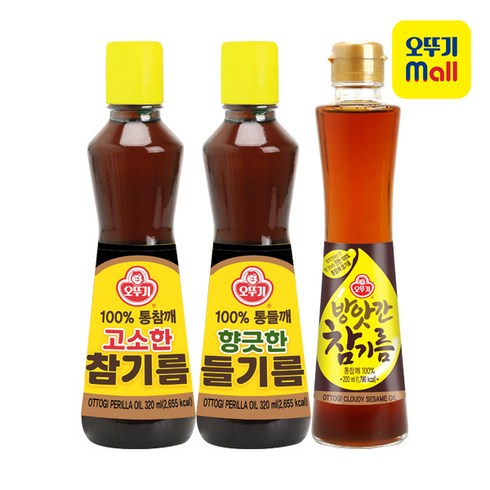 오뚜기 고소한 참기름 320ml+방앗간 참기름 200ml+향긋한 들기름 320ml, 단품