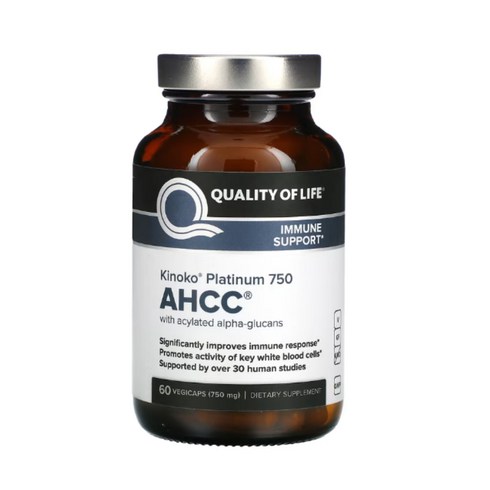 Quality of Life Labs 키노코 플래티넘 AHCC 750mg 60캡슐, 1개