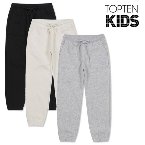 탑텐키즈 아동 남아 23 신제품 원단 좋고 여유로운 핏 테리 자수포인트 조거 팬츠 3가지색상