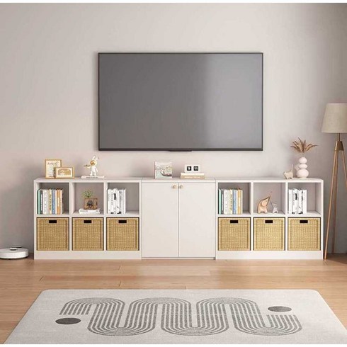 벤치책장 미니전면 책꽂이 거실수납함 TV장 2단 가로형, 1번 - 198x74x30(수납바구니 제외)