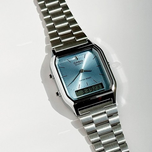 카시오문페이즈 - CASIO 카시오 AQ-230A-2A1MQY 클래식 손목시계 아이스 블루