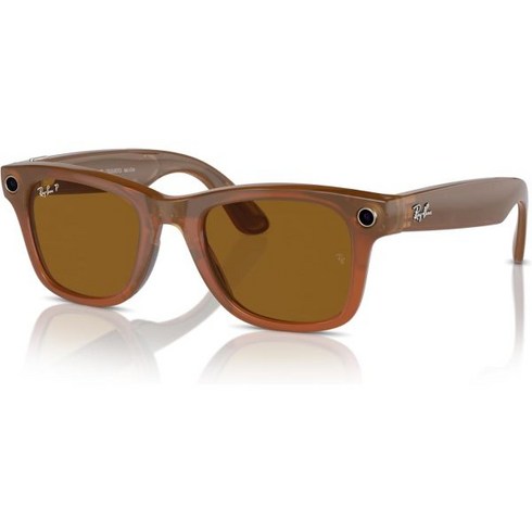 레이벤 메타 - 헤드라이너표준 스마트 안경 샤이니 블랙 편광 G15 그린, Shiny Caramel Transparent / Po, Wayfarer_Polarized