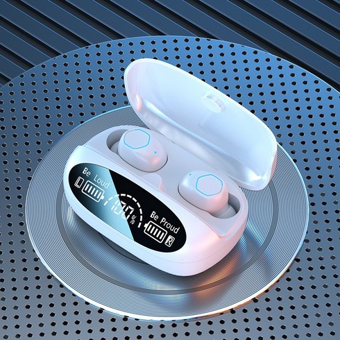  무선 이어폰  보조배터리(색상랜덤 - Fowod 블루투스 5.3이어폰 최신상 LED 배터리 잔량 표시 무선 블루투스 이어폰, 흰색