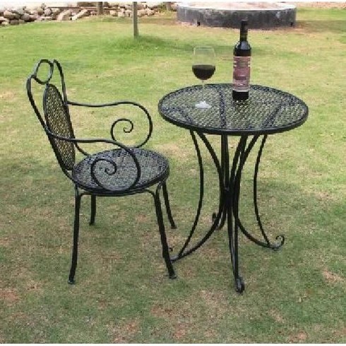 야외 테이블 세트 카페 테라스 의자 야외용 베란다 정원 철제 원형 마당 옥상 티테이블, 블랙 테이블1 의자2