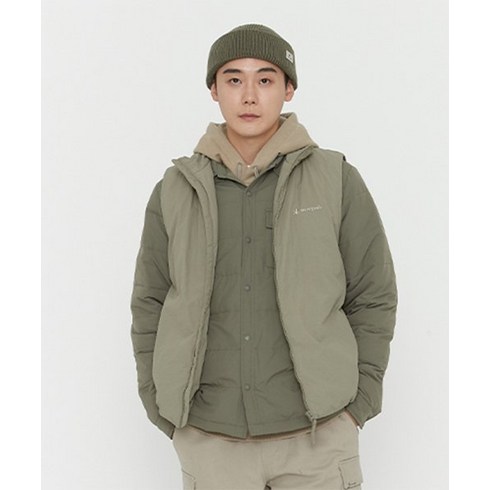 2023년 가성비 최고 스노우피크조끼 - 국내매장판 스노우피크 시티캠퍼 스탠드넥 다운베스트 올리브 패딩조끼 아웃도어 S22WMRDV