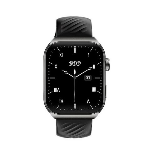 QCY Watch GS2 스마트 워치 대형 HD AMOLED 화면 블루투스 통화, 블랙