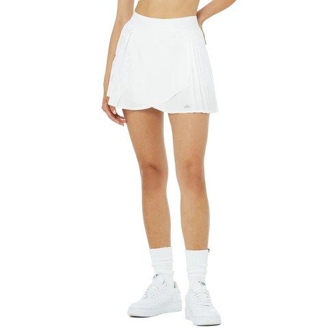 정품 ALO YOGA 요가 스커트 ACES TENNIS SKIRT 스포츠 스커트 피트니스 테니스 스커트 안감 포함, XS(90캐티 이내), White