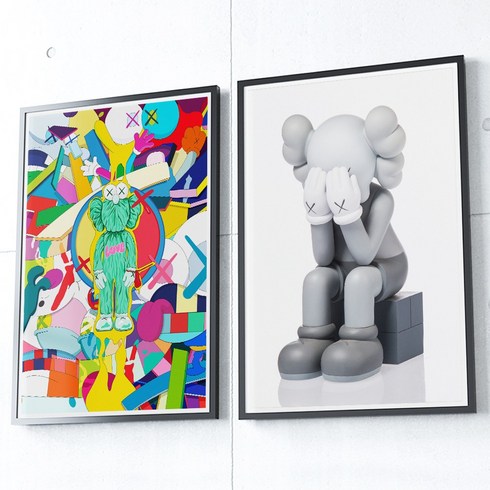 2023년 가성비 최고 팝아트액자 - 카우스 인테리어 포스터 액자 KAWS, 04_카우스 KAWS, 3_흰색 A2+ 포스터 액자 (73x53cm)