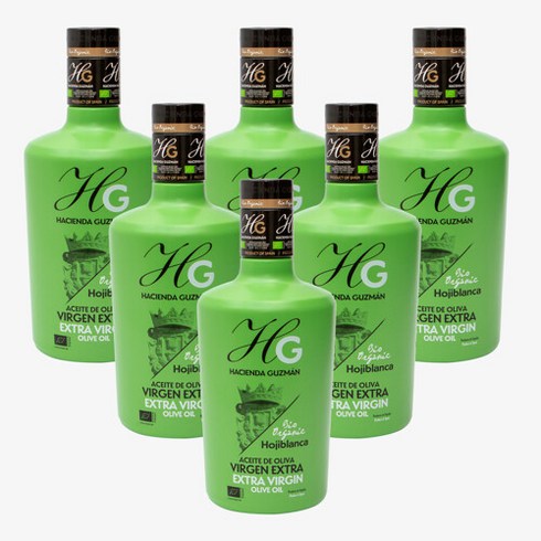 헬스베버리지 하시엔다구즈만 HG 유기농 엑스트라버진 올리브오일 오히블랑카 500ml 6병, 단품없음