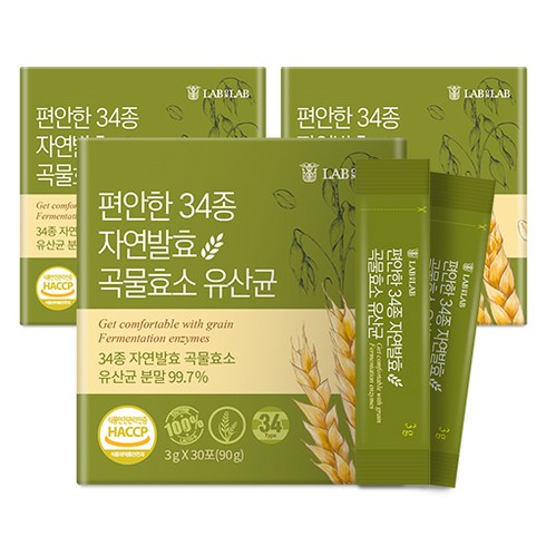 곡물효소 - 편안한 34종 발효 곡물 효소 포스트바이오틱스 유산균, 90g, 3개