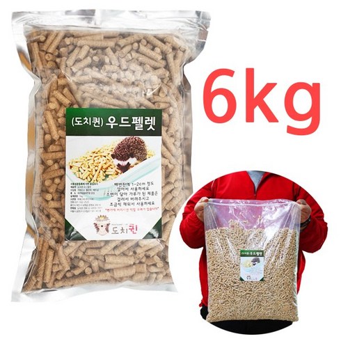 도치퀸 고슴도치 화장실용 우드펠렛, 6kg, 1개